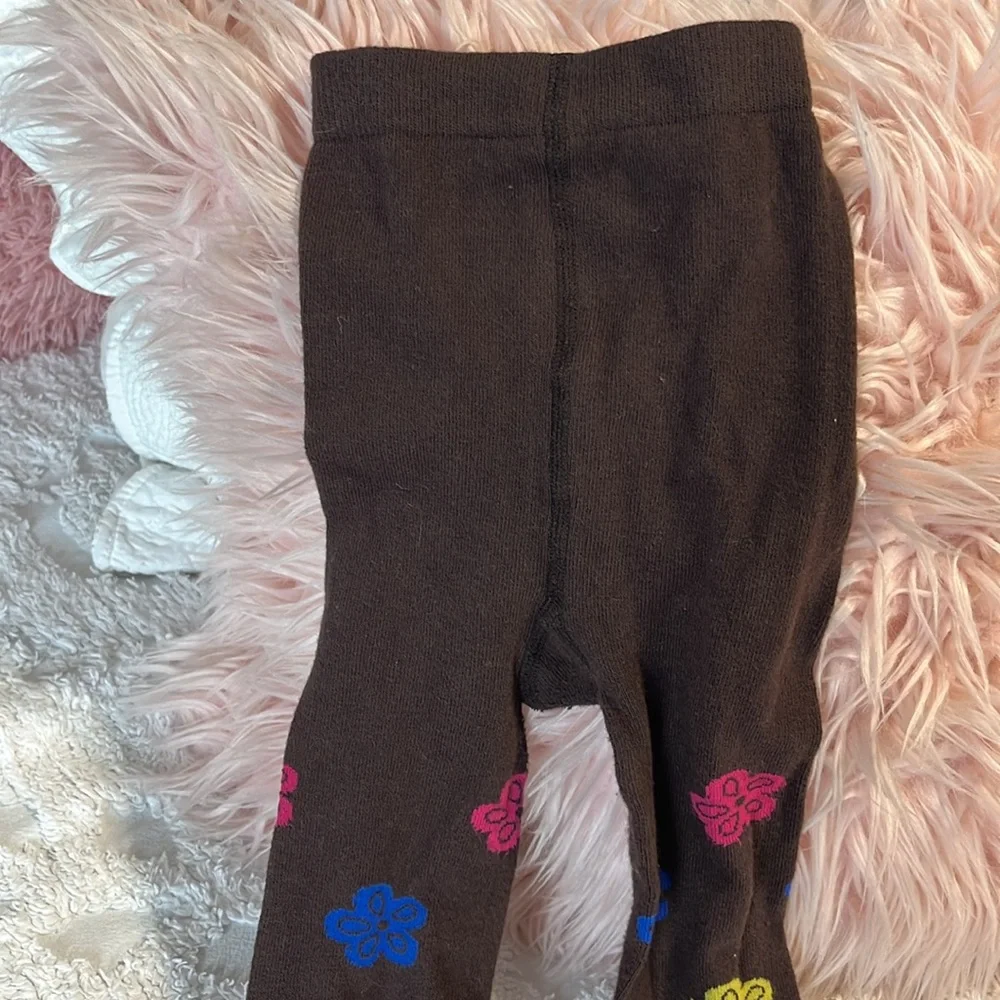 Brown Floral Cotton Stockings Tights